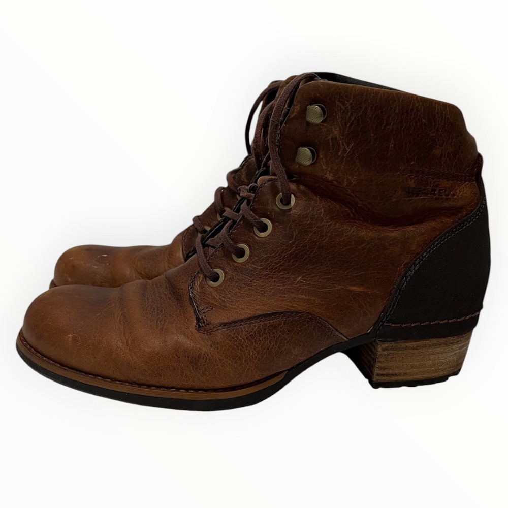 Merrell Oak Brown Leather Lace Up Ankle Boots Womens 9.5 J42460 M-Select Grip - Picture 3 of 10